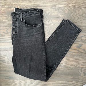 Everlane Washed Black Button Front Skinny Jeans